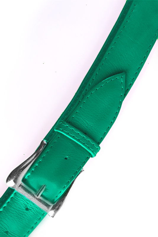 Emerald green women's dress belt, matching pumps and bags. Made to measure. Top view - Florence KOOIJMAN